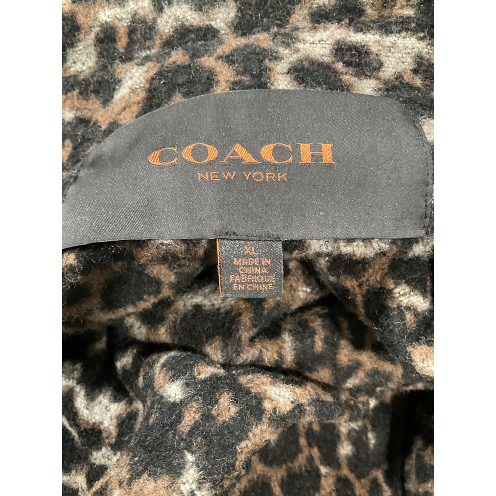 COACH LEOPARD PRINT WOOL BLEND DOUBLE BREASTED COAT - Picture 7 of 8